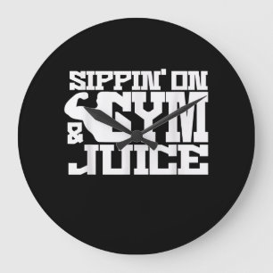 Sippin On Gym- Juice - Mens Workout Shirts Funny Large Clock
