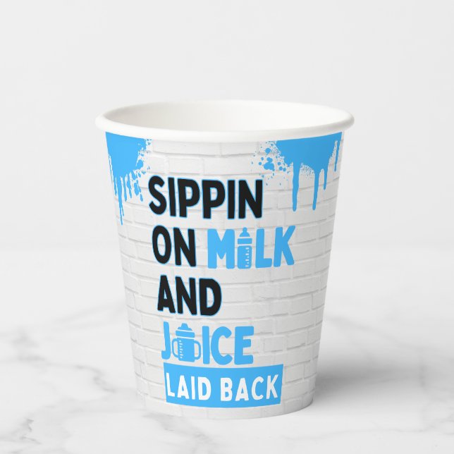Sippin’ on Milk and Juice Blue Hip Hop  Paper Cups (Front)