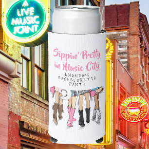 Sippin Pretty in Music City Nashville Bachelorette Seltzer Can Cooler