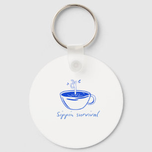 Sippin Survival" Minimalist Coffee Graphic Tee Key Ring