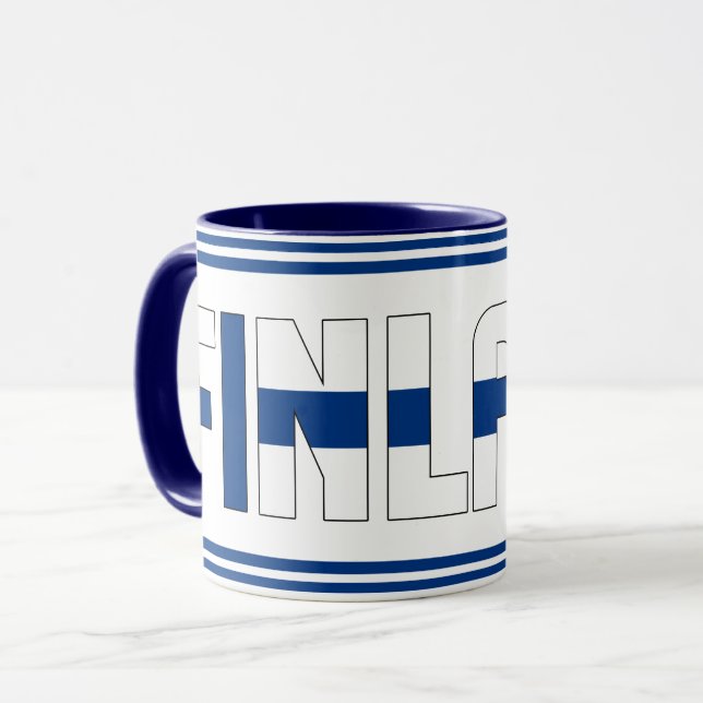"Sippin' with Finland" Patriotic Coffee Mug (Front Left)