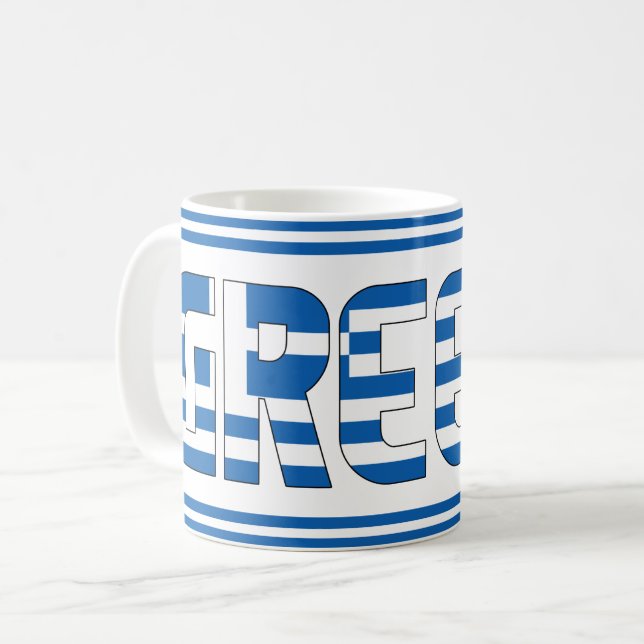 "Sippin' with Greece" Patriotic Coffee Mug (Front Left)