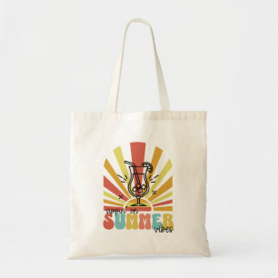 Sipping On Summer Vibes, Retro Sun, Cocktail Glass Tote Bag