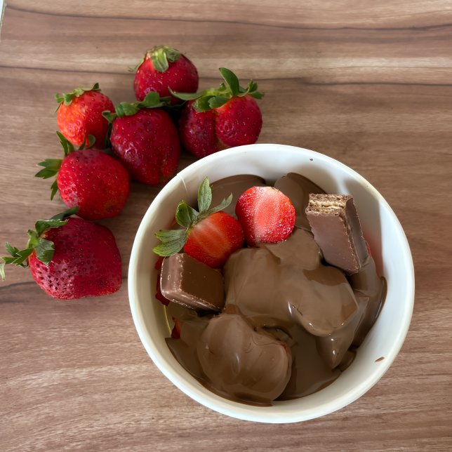 Sipping Tea with Ambiance Photo Print (Chocolate-Drenched Strawberry Bliss)