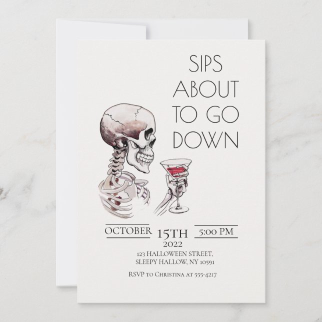 Sips About To Go Down Adult Halloween Invitation (Front)
