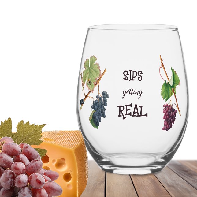 Sips Getting Real Funny Stemless Wine Glass (Creator Uploaded)