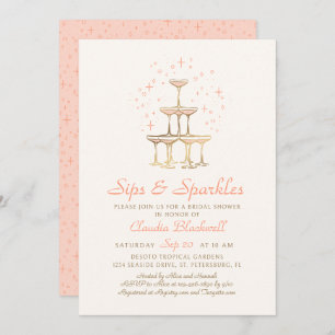 Sips Sparkles Champagne Bridal Shower Invitation
