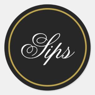 "Sips" Wedding Sticker - Black Gold