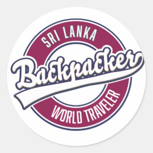 Sir backpacker world traveller retro logo classic round sticker