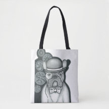 Sir Bouledogue white tote bag