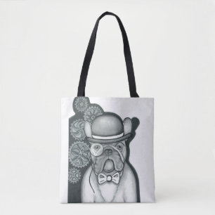 Sir Bouledogue white tote bag