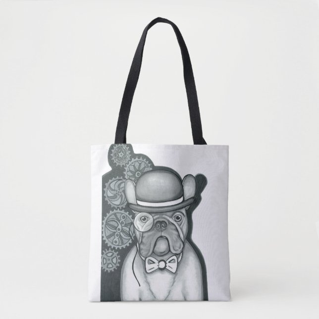 Sir Bouledogue white tote bag (Front)