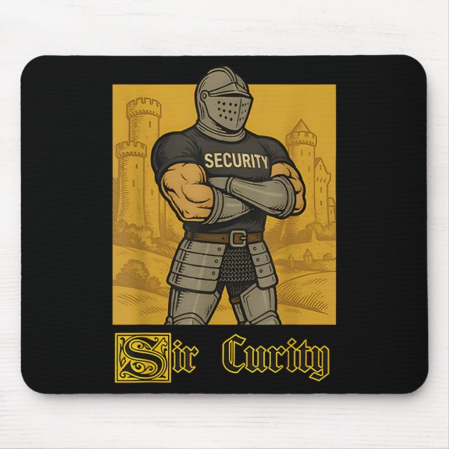 Sir Curity Funny Security Pun Knight Mediaeval Mem Mouse Pad (Front)