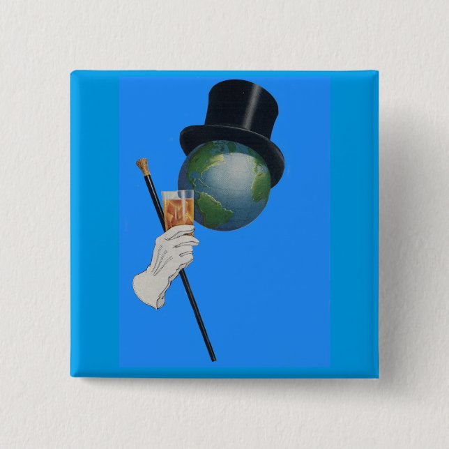 Sir Earth is having a cocktail 15 Cm Square Badge (Front)