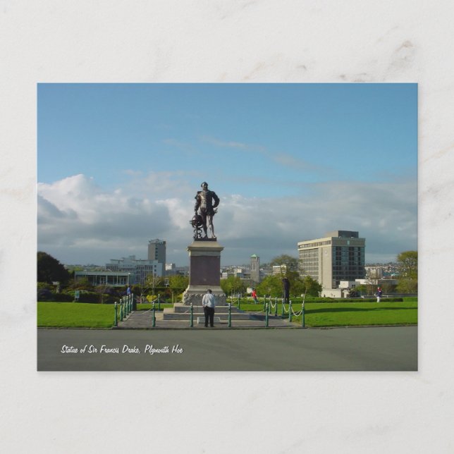 Sir Francis Drake Statue, Plymouth postcard (Front)