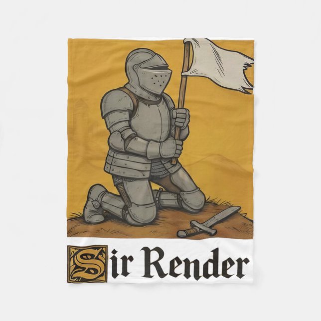 Sir Render Mediaeval Soldier Holding White Flag Fu Fleece Blanket (Front)