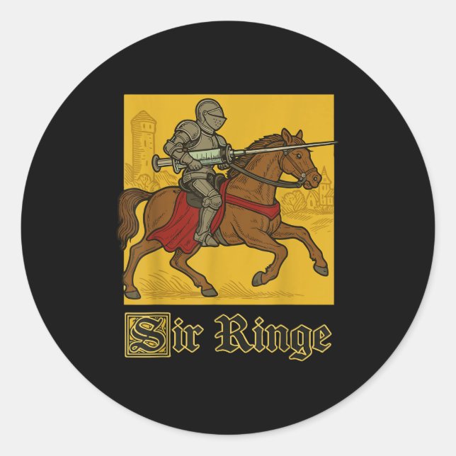 Sir Ringe Knight Vintage Pun  Classic Round Sticker (Front)