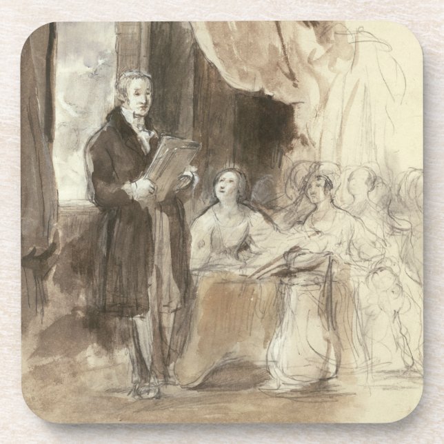 Sir Robert Peel Reading to Queen Victoria Coaster (Front)