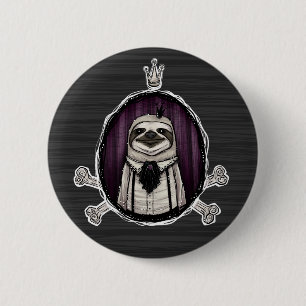 _sir slothington 6 cm round badge