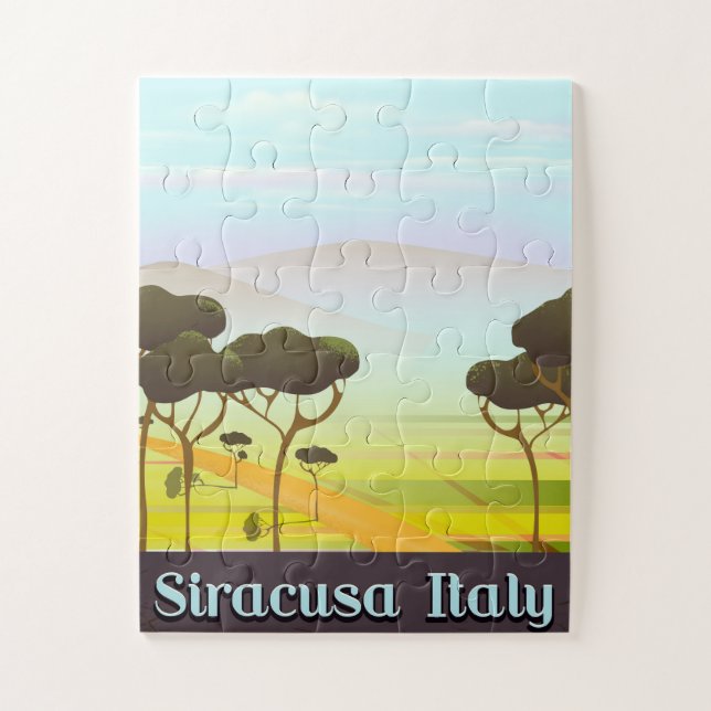 Siracusa Italy landscape travel poster. Jigsaw Puzzle (Vertical)