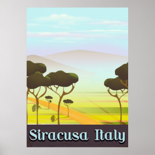 Siracusa Italy landscape travel poster. Poster