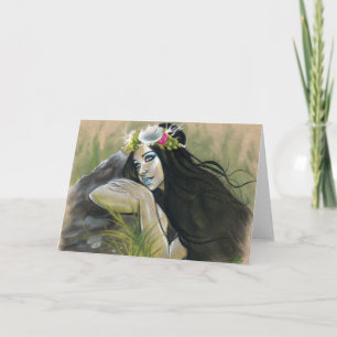 Siren dark mermaid greeting card