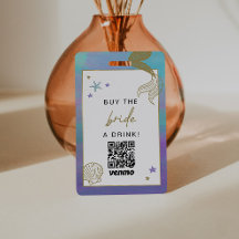 SIREN Mermaid Ocean Buy the Bride a Drink QR Code  ID Badge