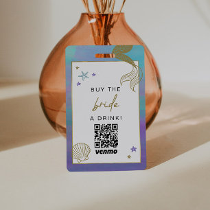 SIREN Mermaid Ocean Buy the Bride a Drink QR Code  ID Badge