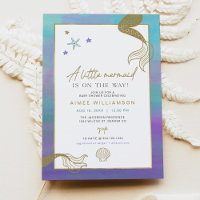 SIREN Purple Gold Mermaid Ocean Sea Baby Shower