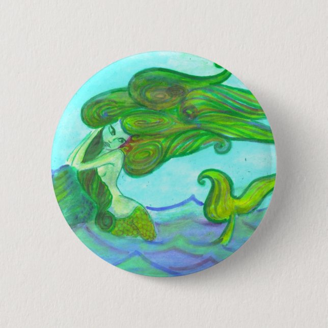 siren with the rock 6 cm round badge (Front)