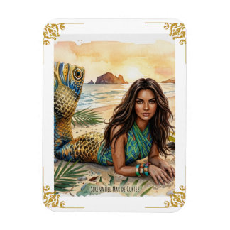  Sirena del Mar de Cortez Watercolor Art Print Magnet