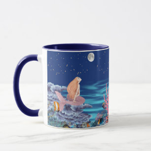sirena mirando la luna mug