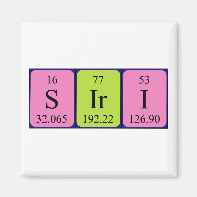 Siri periodic table name magnet (Front)