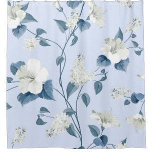 Siringa, hibiscus flowers, fabric pattern. shower curtain