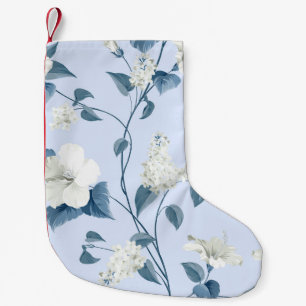 Siringa, hibiscus flowers, fabric pattern. small christmas stocking
