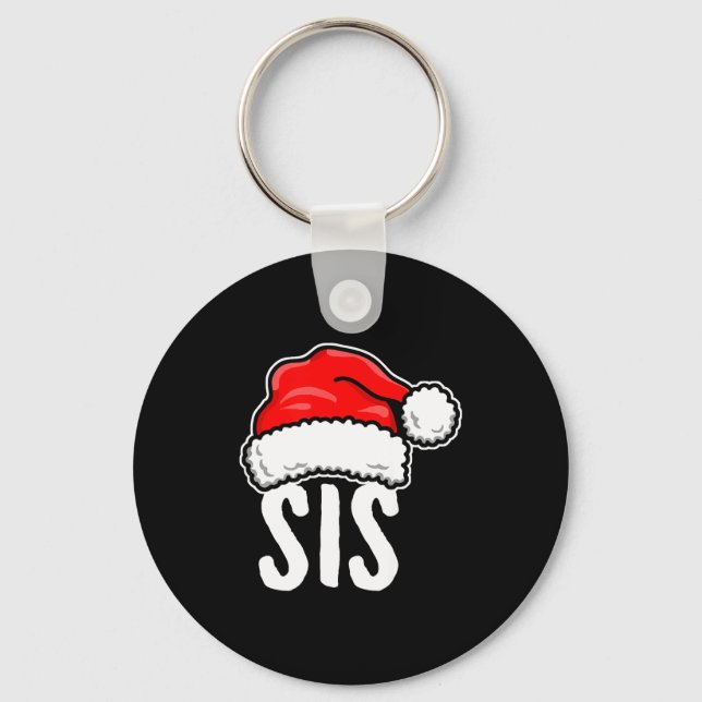 Sis Christmas Santa Family Matching Pajamas Sister Key Ring (Front)