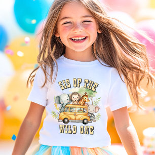 Sis of the Wild One boys birthday safari animals  T-Shirt