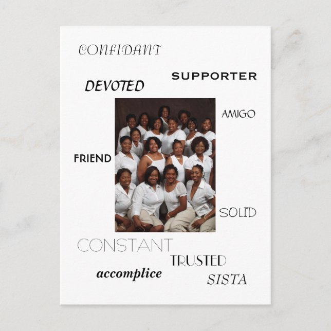 SISTA, FRIEND, AMIGO, CONFIDANT, SUPPORTER, acc... Postcard (Front)