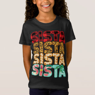 Sista Sister Leopard Red Plaid Sunflower Family Ma T-Shirt