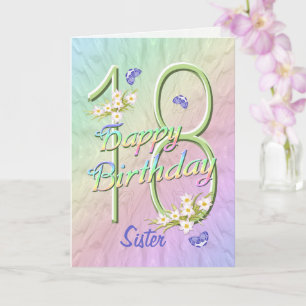 Sister 18th Birthday Butterfly Garden Card