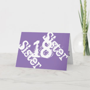 Sister, 18th birthday, white on purple card