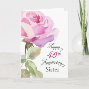 Sister 40th Anniversary Catholic Nun Pink Rose Card