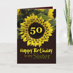 SISTER - 50th Birthday with Cheerful Sunflower Card