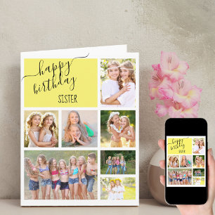 Sister 7 Photo Collage Personalised Birthday Card