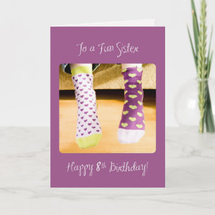 Sister 8th Birthday Crazy Socks Card