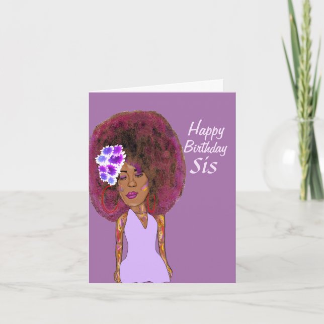 Sister African American Happy Birthday Card (Front)