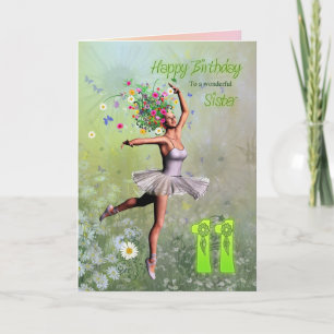 Sister age 11, flower fairy birthday card