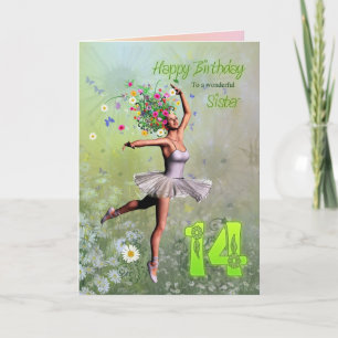 Sister age 14, flower fairy birthday card
