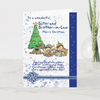 Sister And Brother-in-Law Christmas Card With Elve