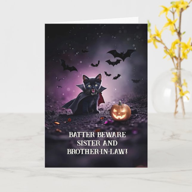 Sister and Brother in Law Husband Halloween Cute Card (Yellow Flower)